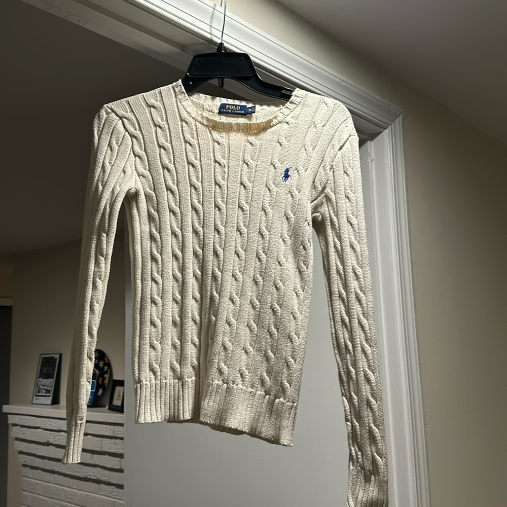 Polo Cable Knit Crew Neck Sweater